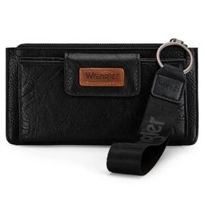 Wrangler Black and Brown Wallet with Keychain